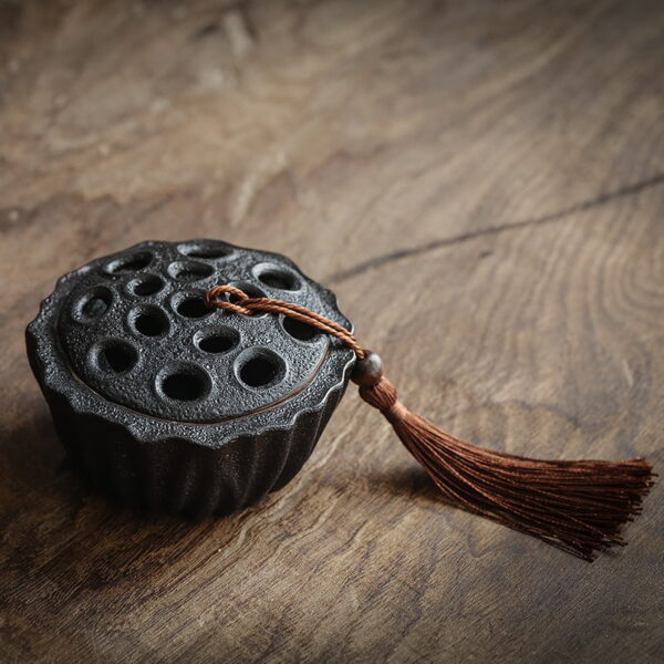 Lotus Pod Black Ceramic Incense Coil Burner