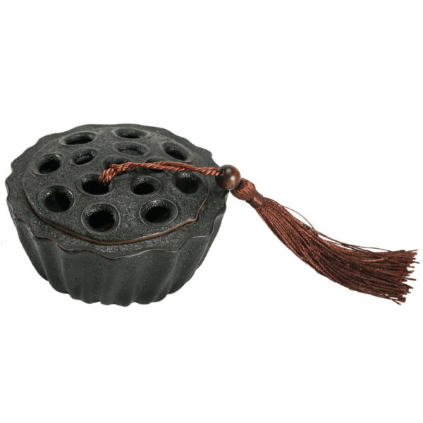 Lotus Pod Black Ceramic Incense Coil Burner