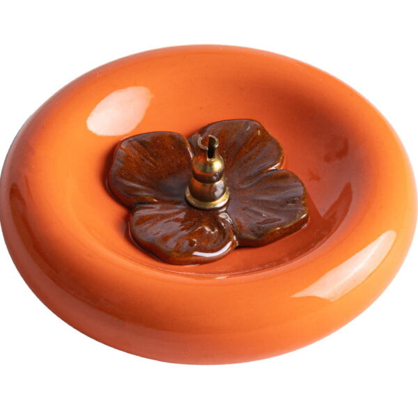 Ceramic Flat Persimmon Incense Burner