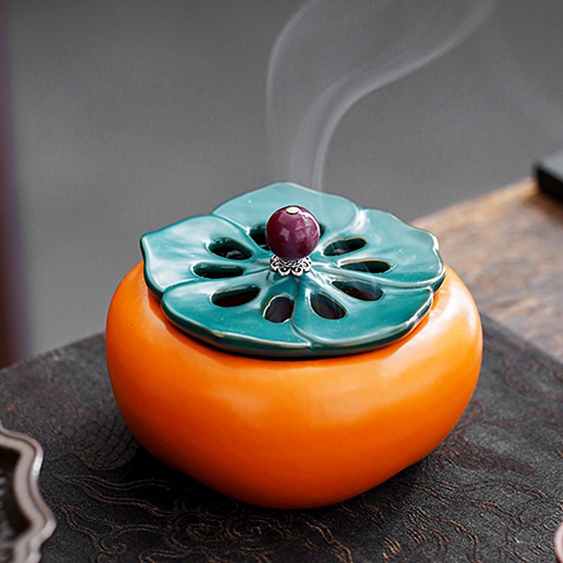 Ceramic Persimmon Incense Burner