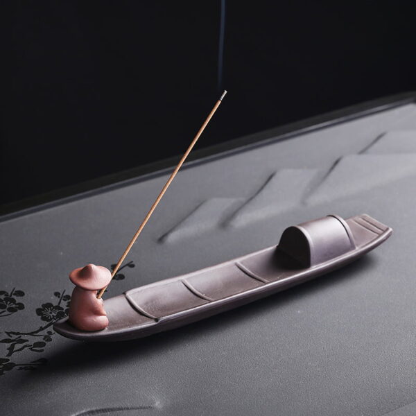Fishing Man Boat Ceramic Incense Burner