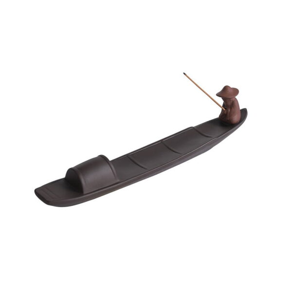 Fishing Man Boat Ceramic Incense Burner