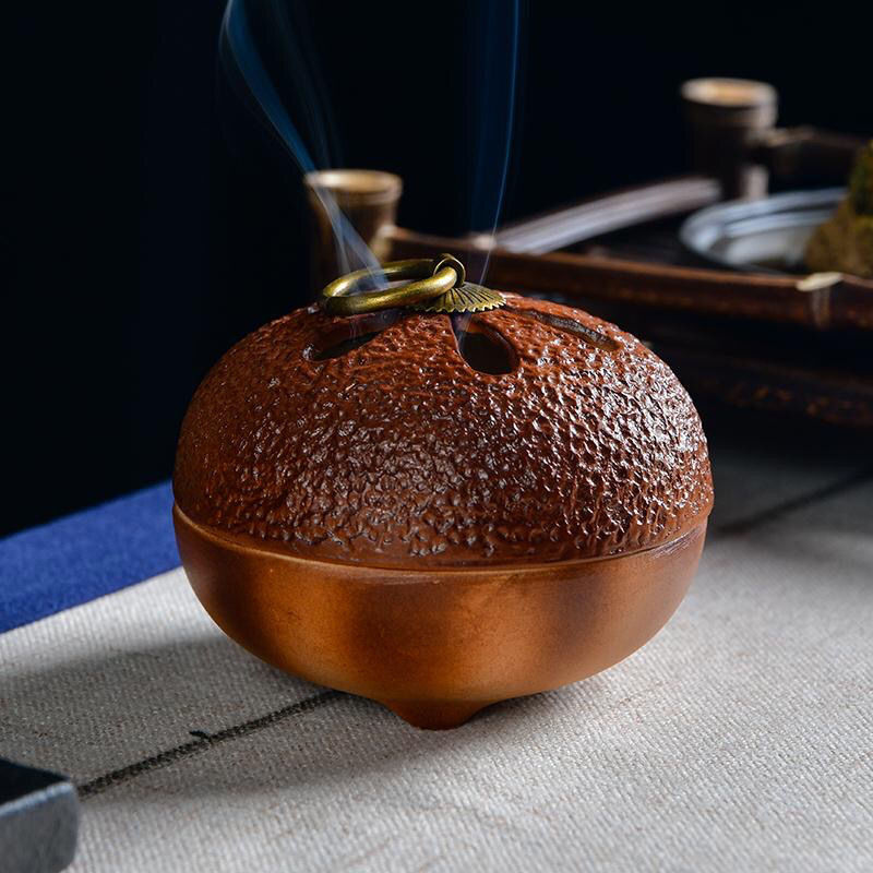 Ceramic Brown Orange Incense Burner