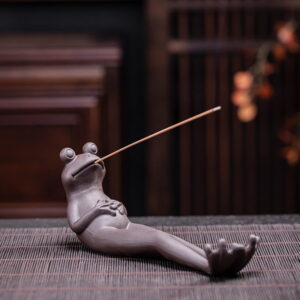 Relaxing Frog Ceramic Stick Incense Holder Relaxing Frog Ceramic Stick Incense Holder
