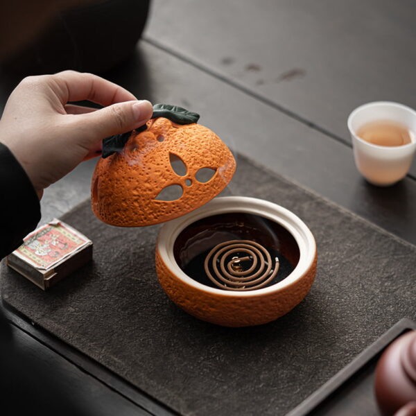 Cute Orange Ceramic Incense Coil Burner
