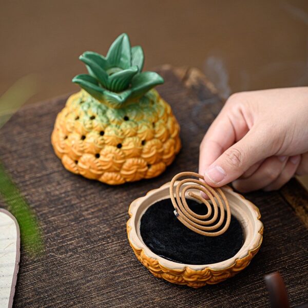 Vivid Pineapple Ceramic Coil Incense Burner