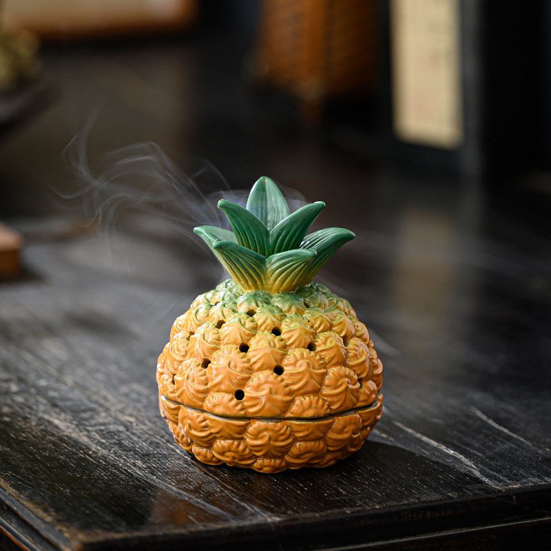 Vivid Pineapple Ceramic Coil Incense Burner
