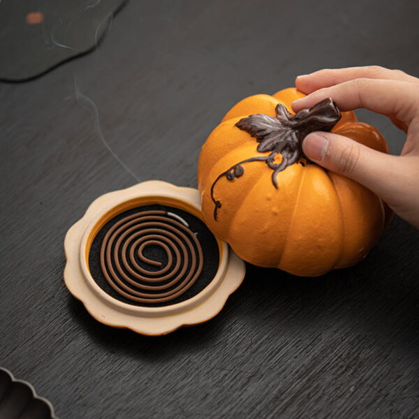 Round Ceramic Pumpkin Incense Burner