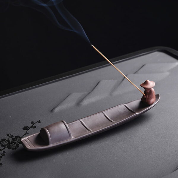 Fishing Man Boat Ceramic Incense Burner