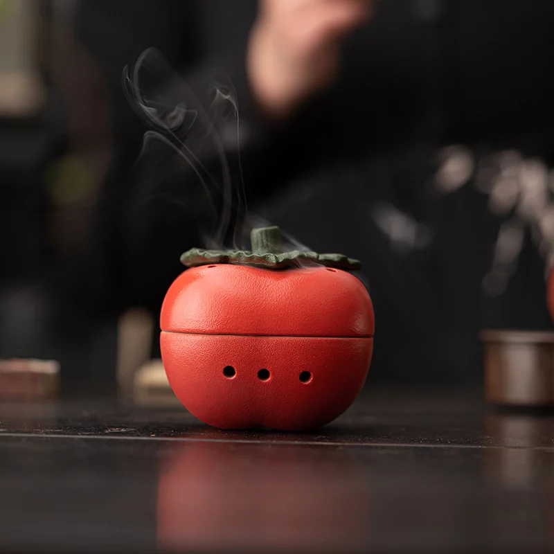 Vivid Persimmon Ceramic Incense Burner