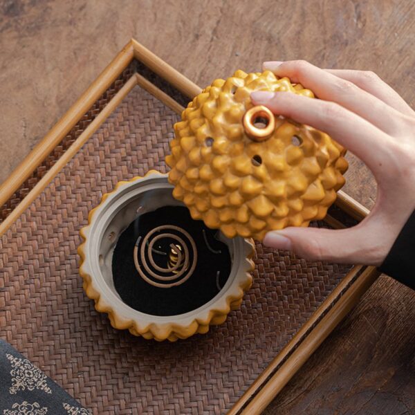 Vivid Durian Ceramic Incense Coil Burner
