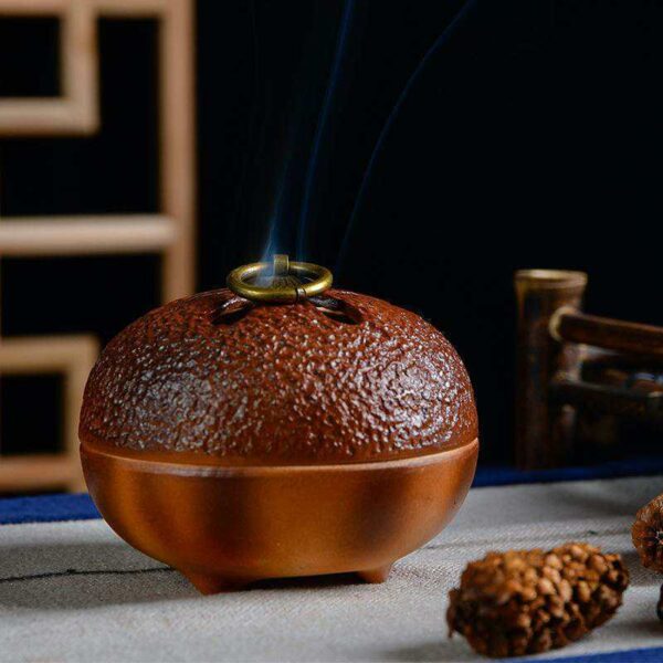Ceramic Brown Orange Incense Burner