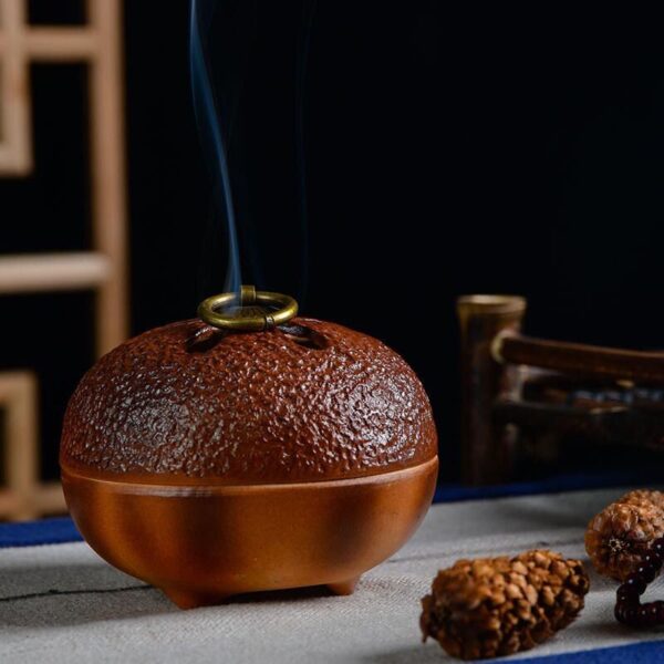 Ceramic Brown Orange Incense Burner