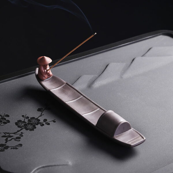 Fishing Man Boat Ceramic Incense Burner