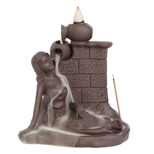 Showering Lady Ceramic Incense Backflow Cone Holder