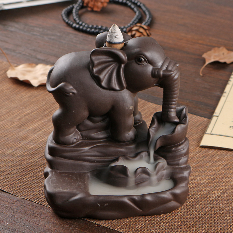 Ceramic Elephant Backflow Incense Burner