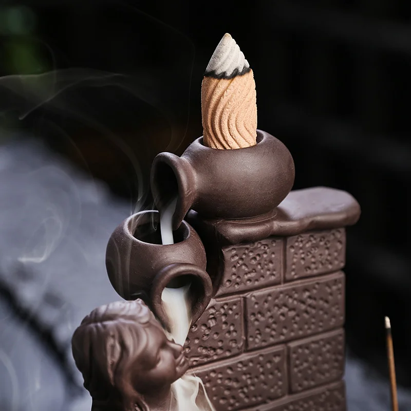 Showering Lady Ceramic Incense Backflow Cone Holder - Image 4