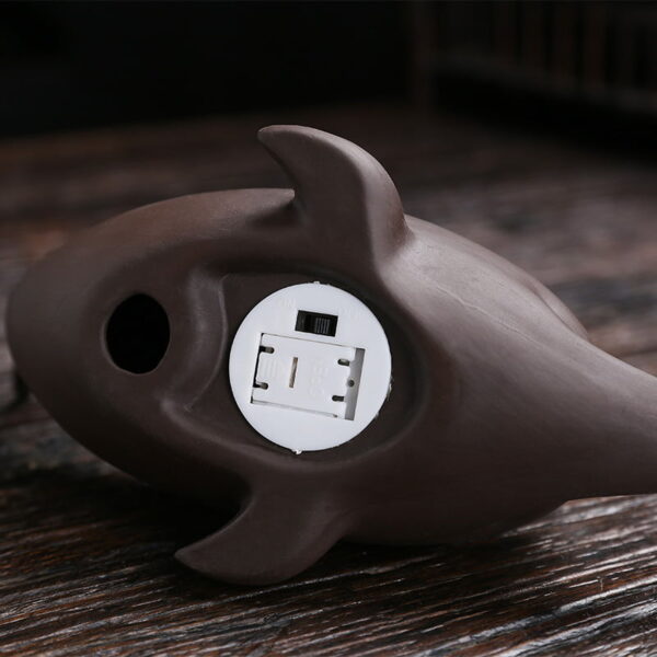 Cute Dolphin Ceramic Waterfall Incense Burner With LED Light Ball