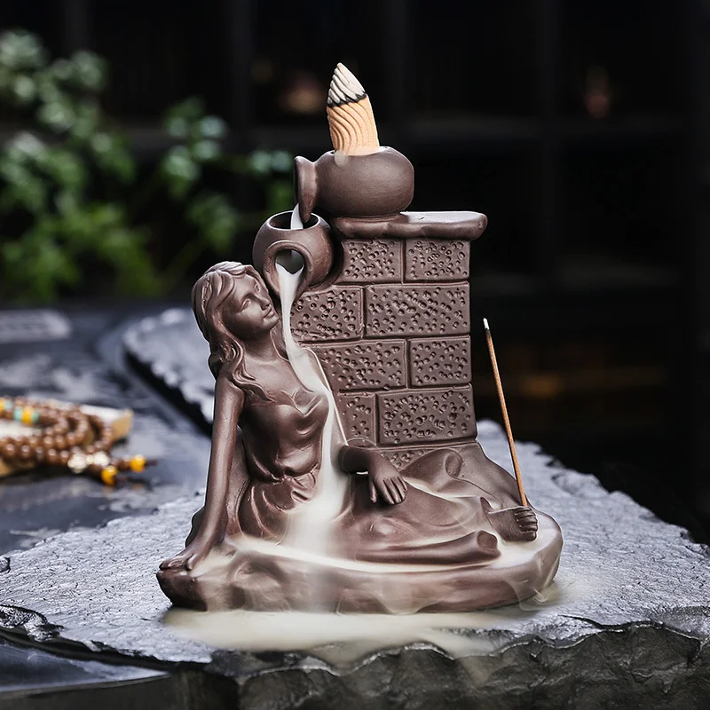 Zisha Girl Waterfall Incense Burner