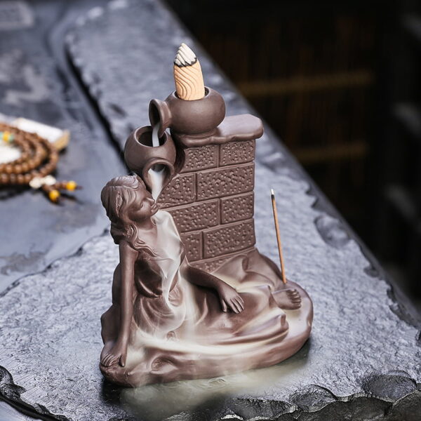 Showering Lady Ceramic Incense Backflow Cone Holder