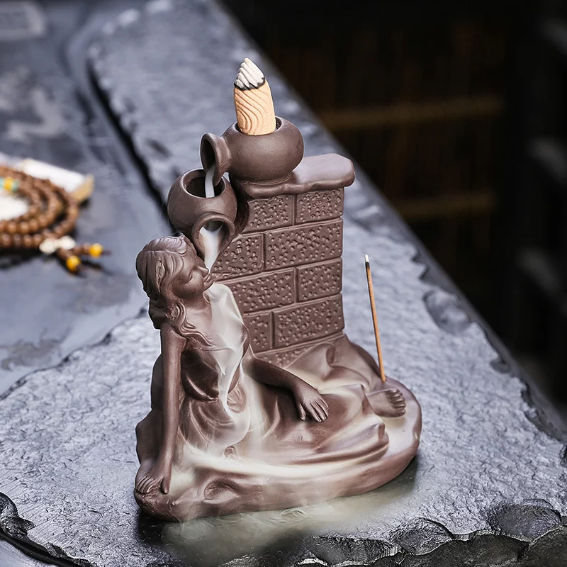 Showering Lady Ceramic Incense Backflow Cone Holder - Image 5