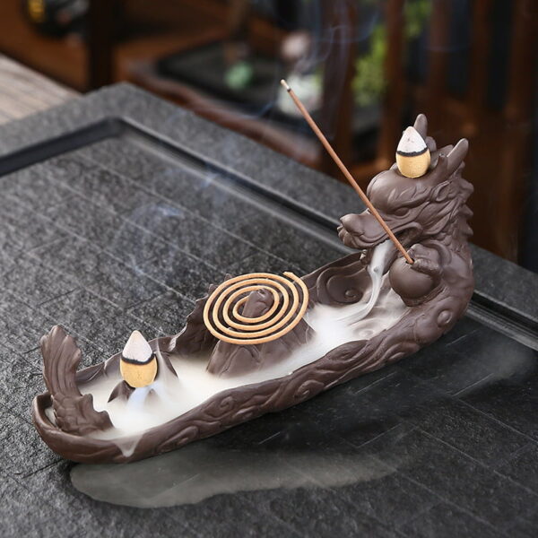 dragon boat waterfall incense burner