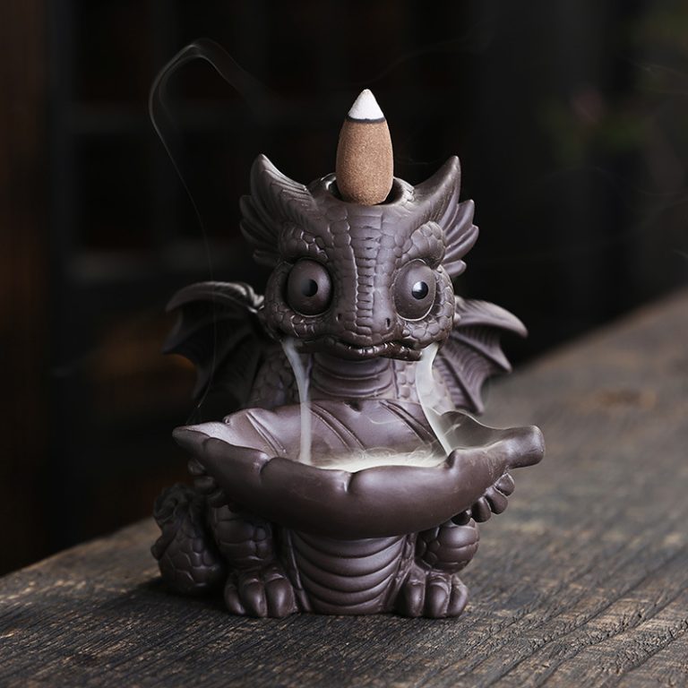 Flying Dragon Ceramic Waterfall Incense Burner