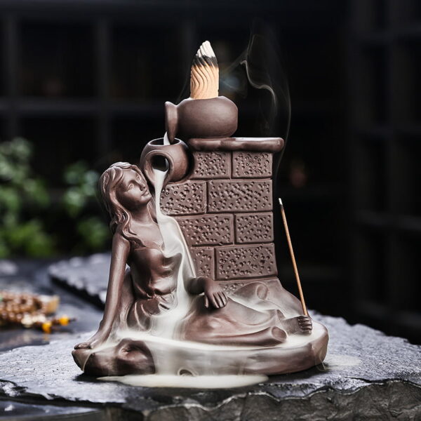 Showering Lady Ceramic Incense Backflow Cone Holder