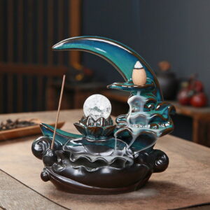 Blue Crescent Flow Incense Burner Blue Crescent Flow Incense Burner