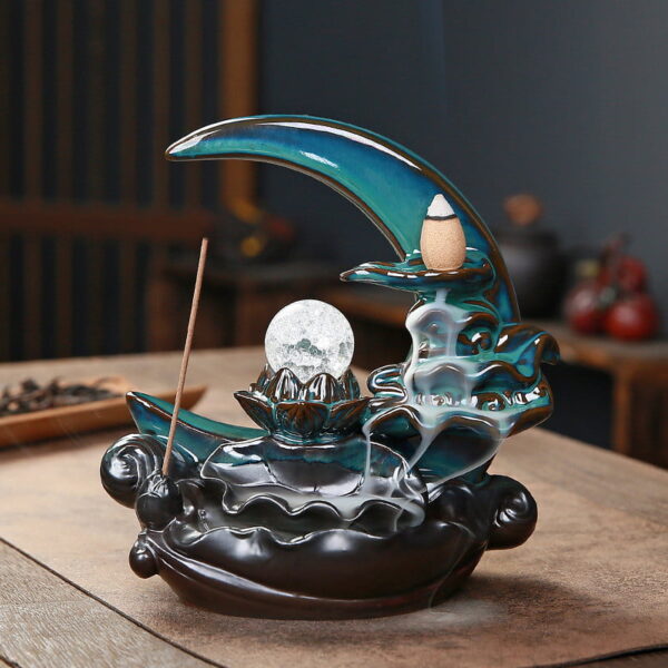 Blue Crescent Flow Incense Burner
