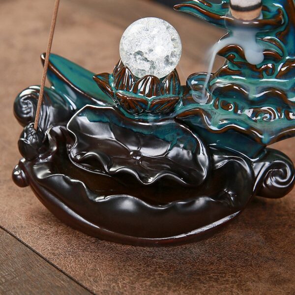 Blue Crescent Ceramic Back Flow Incense Burner