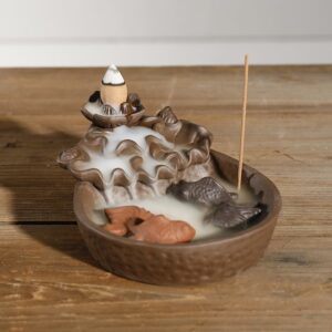Lotus Fish Pool Backflow Incense Burner Waterfall