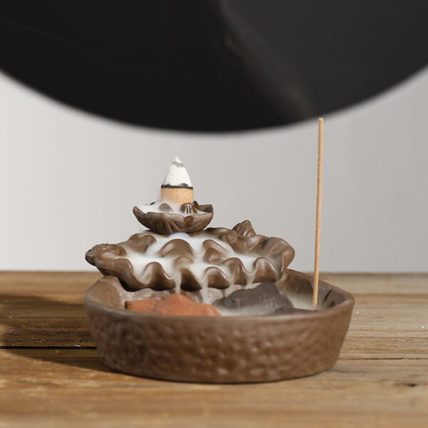 Lotus Fish Pool Backflow Incense Burner Waterfall