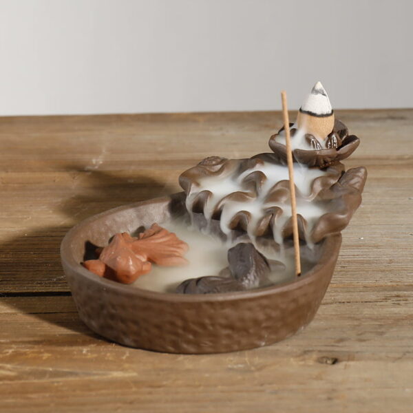 Lotus Fish Pool Backflow Incense Burner Waterfall