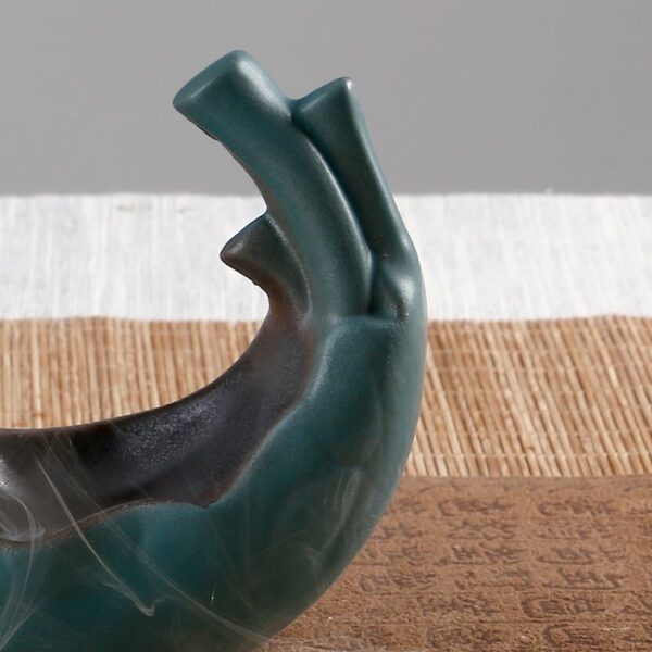 10303304167_882241707 Blue Lotus Flower Retro Lotus Leaf Ceramic Backflow Incense Burner Waterfall
