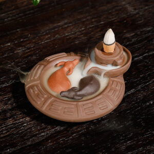 Stone Grinding Buffalo Divination Plate Ceramic Incense Waterfall Backflow Burner