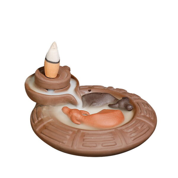Stone Grinding Buffalo Divination Plate Ceramic Incense Waterfall Backflow Burner