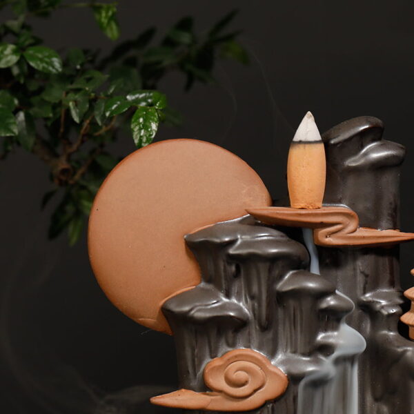 Moon Cloud Mountain Tower Incense Smoke Burner