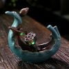 Lotus Leaf Backflow Incense Burner LED Light Ceramic Backflow Incense Burner - Image 3