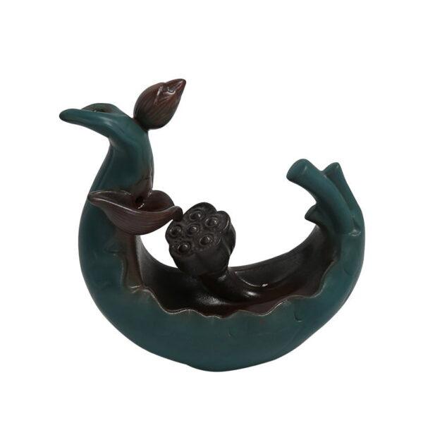 Lotus Leaf Backflow Incense Burner LED Light Ceramic Backflow Incense Burner