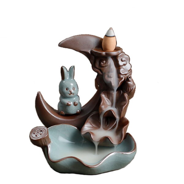 Rabbit Crescent Moon Lotus Backflow Incense Burner
