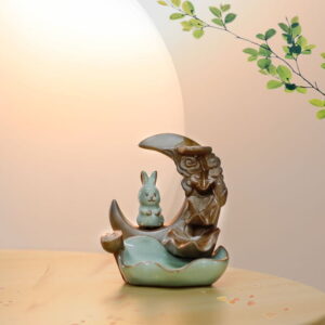 Rabbit Crescent Moon Lotus Backflow Incense Burner