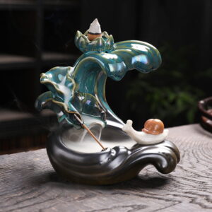 Sea Wave Snail Ceramic Lotus Backflow Incense Burner Sea Wave Snail Ceramic Lotus Backflow Incense Burner