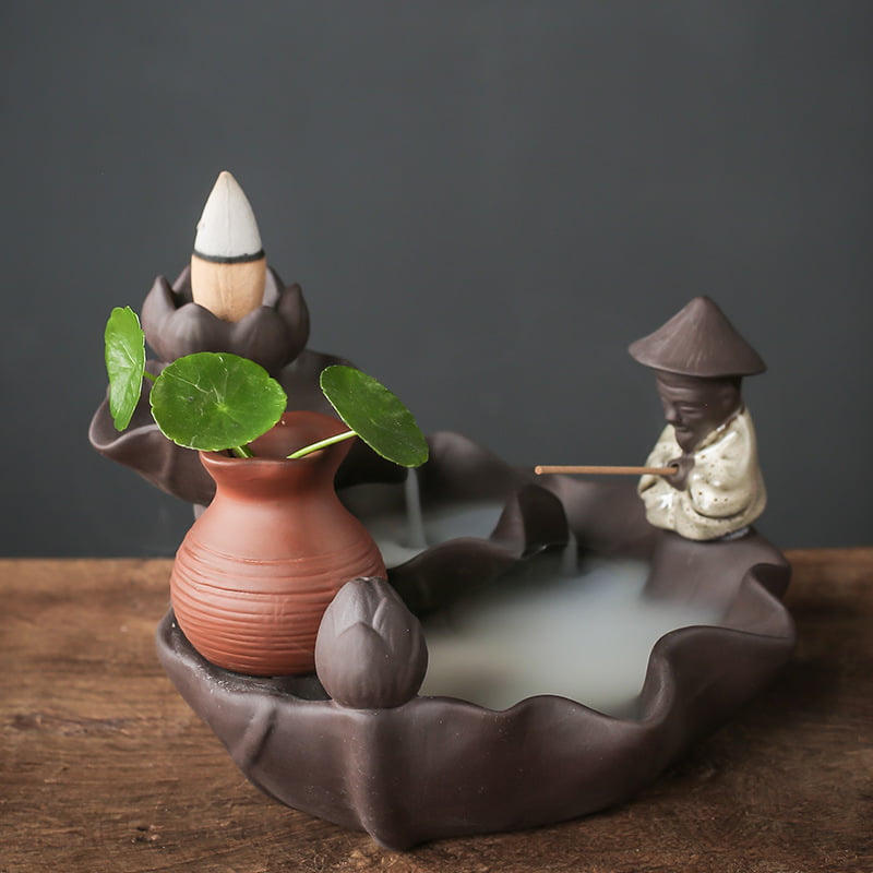 Old Man Fishing Backflow Incense Burner