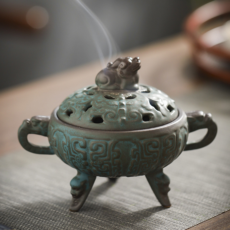Antique Bronze Pattern Ceramic Incense Burner