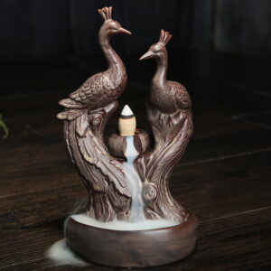 Phoenix Peacock Ceramic Back Burning Incense Burner