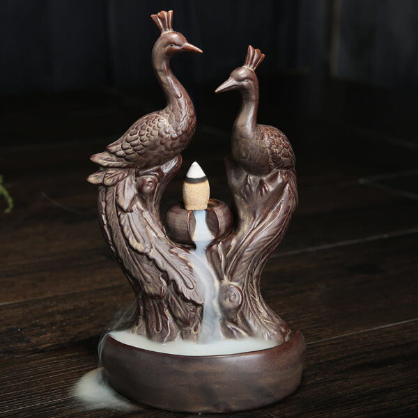 Phoenix Peacock Ceramic Back Burning Incense Burner