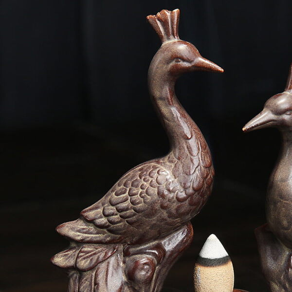 Phoenix Peacock Ceramic Back Burning Incense Burner