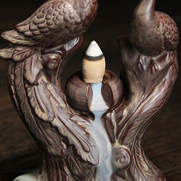 Phoenix Peacock Ceramic Back Burning Incense Burner