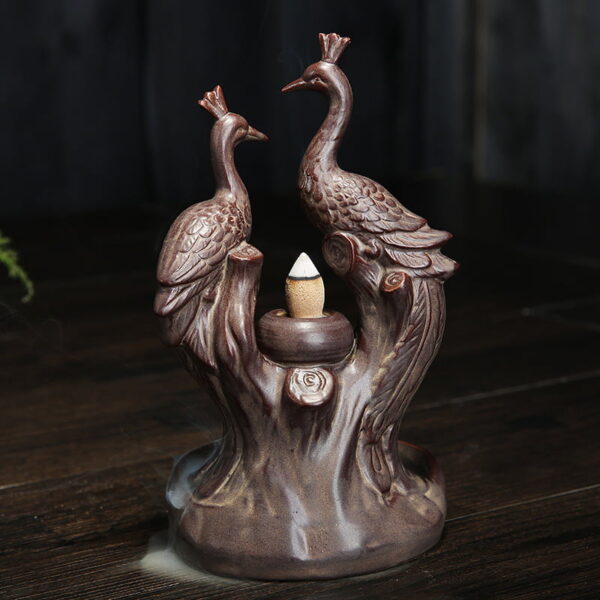 Phoenix Peacock Ceramic Back Burning Incense Burner